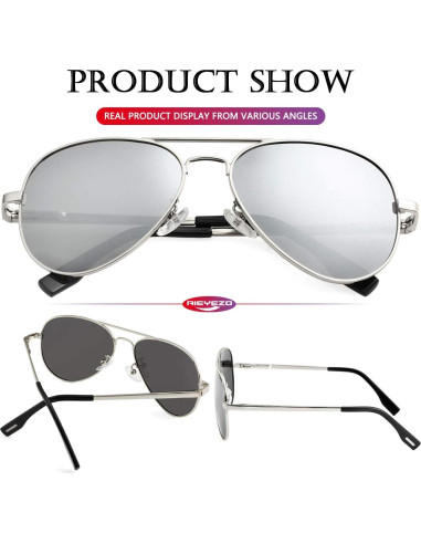 Gafas de sol AIEYEZO aviador polarizadas UV400 plata