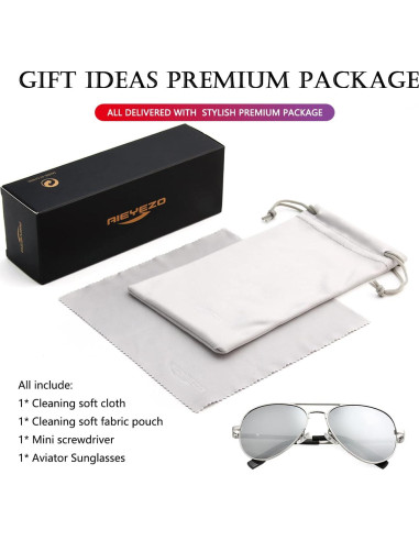 Gafas de sol AIEYEZO aviador polarizadas UV400 plata