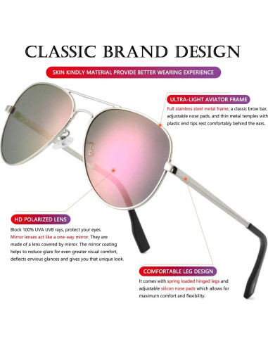 Gafas de Sol Aviador AIEYEZO Polarizadas UV400 Plata