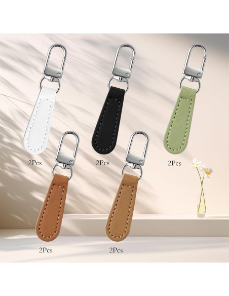 10 Piezas Tiradores de Cremallera de Cuero CYUXING Multicolor