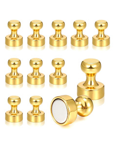 12 Imanes de Empuje Fantecy de Neodimio Dorados para Oficina