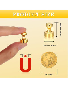 12 Imanes de Empuje Fantecy de Neodimio Dorados para Oficina 2