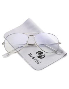 Gafas de Aviador HJSTES Lentes Anti Luz Azul Plata