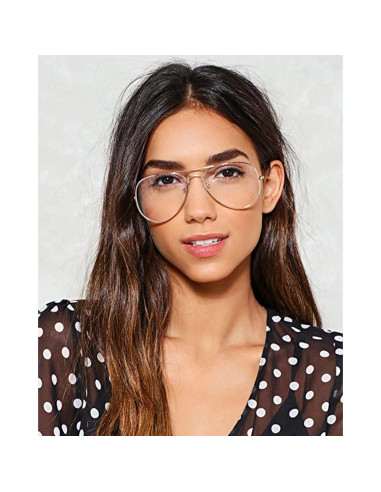 Gafas de Aviador HJSTES Lentes Anti Luz Azul Plata