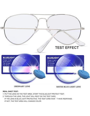 Gafas de Aviador HJSTES Lentes Anti Luz Azul Plata