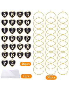 30 Anillos Marcadores para Copas de Vino + 26 Encantos Letras 2