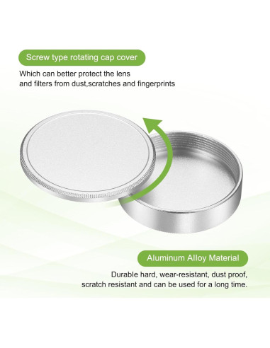 Tapa de lente de metal PATIKIL 39mm x 1mm plata