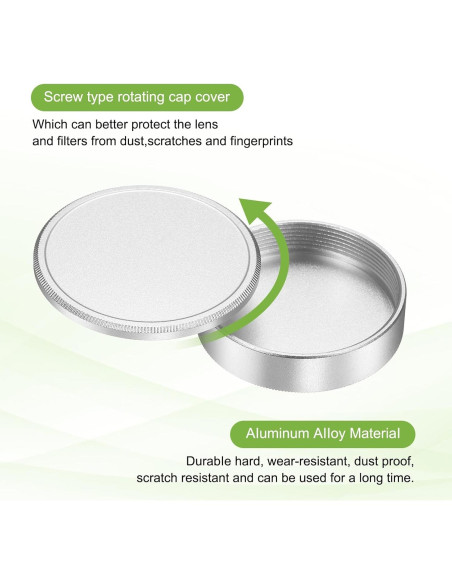 Tapa de lente de metal PATIKIL 39mm x 1mm plata