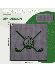 Toallas de Golf Batiyeer 12 Pcs Microfibra 40x40 cm Gris 2