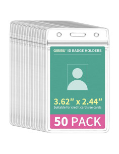 50 Fundas de Identificación Vertical GIBIBU con Cierre Impermeable