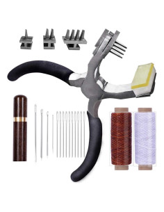 Perforadora de Agujeros BUTUZE 4mm con Agujas y Hilo para Cuero