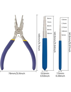 BENECREAT Juego de Herramientas para Joyería - 2 Mandriles y Alicate 6 en 1 2