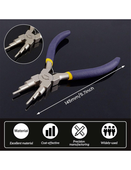 BENECREAT Juego de Herramientas para Joyería - 2 Mandriles y Alicate 6 en 1