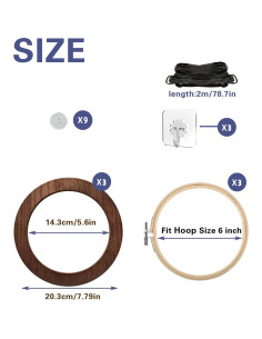 Juego de 3 Marcos de Bordado Redondos JoyHuaTrade 15.2 cm 2