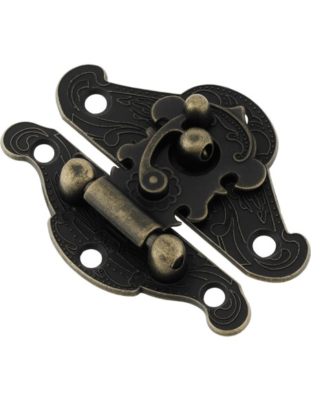 Kit de Bisagras y Cerraduras Vintage HOJLKLD - 4 Cerraduras y 8 Bisagras de Bronce Antiguo