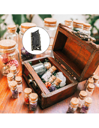 Kit de Bisagras y Cerraduras Vintage HOJLKLD - 4 Cerraduras y 8 Bisagras de Bronce Antiguo