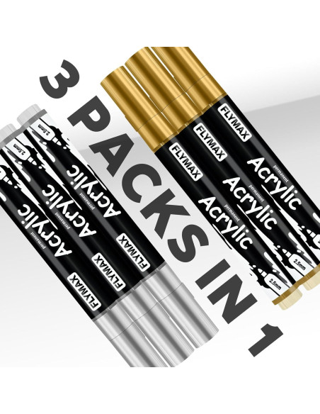 Marcadores Permanentes Acrílicos FLYMAX Rojo 2.5mm - 3 Unidades