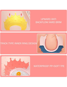 Gorro de Baño para Bebé 2PCS Ajustable Corona Impermeable 2