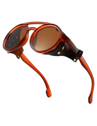 Gafas de sol steampunk Gysnail con laterales de cuero UV400