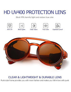 Gafas de sol steampunk Gysnail con laterales de cuero UV400 2