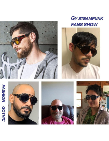 Gafas de sol steampunk Gysnail con laterales de cuero UV400
