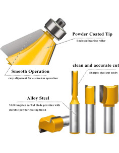 Juego de Brocas de Router OLETBE 41 PCS Carburo 6.35mm 2