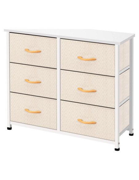 Cajonera de Tela AZL1 de 6 Cajones Marfil con Estructura de Metal