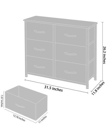 Cajonera de Tela AZL1 de 6 Cajones Marfil con Estructura de Metal