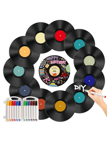 Leptetek 12 Piezas Decoraciones de Discos de Vinilo Vintage