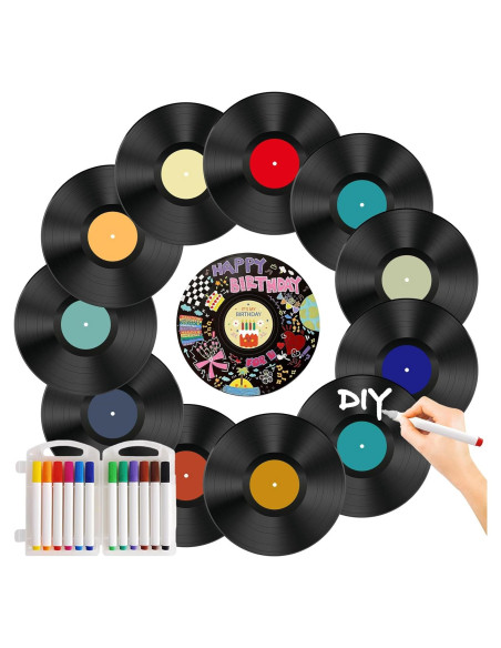 Leptetek 12 Piezas Decoraciones de Discos de Vinilo Vintage