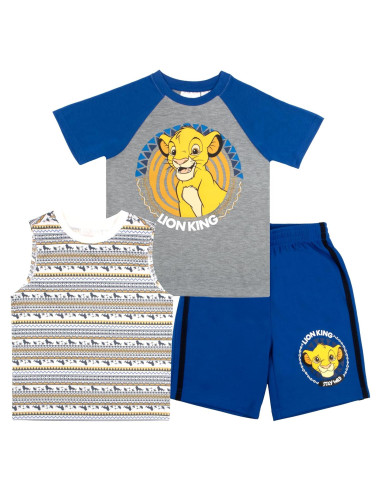 Conjunto Corto 3 Piezas Mickey Mouse Niños 3T Azul y Gris