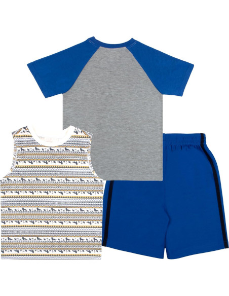 Conjunto Corto 3 Piezas Mickey Mouse Niños 3T Azul y Gris