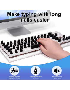 Calcomanías para Teclado Raisetip 70 Pcs para Uñas Largas Negro 2