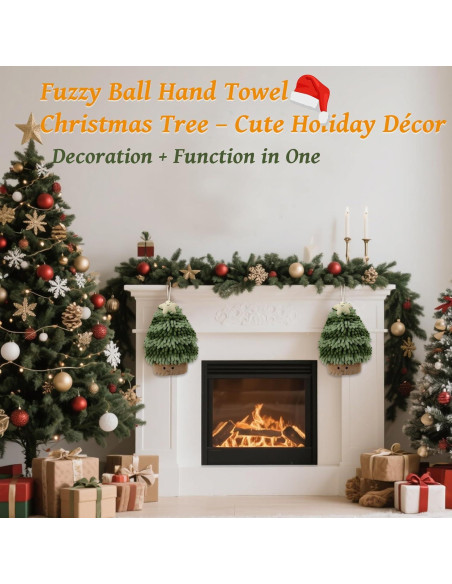 Toalla de Mano Chenille Verde Brosuyu Árbol de Navidad 25.4x17.8cm