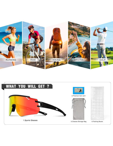 Gafas de Ciclismo Polarizadas VEWOE UV400 Ajustables