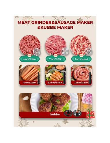 Picadora de Carne Eléctrica Flyseago 3200W Multifuncional