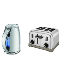 Cuisinart Hervidor Eléctrico 1.7L y Tostadora 4 Rebanadas Acero Inoxidable