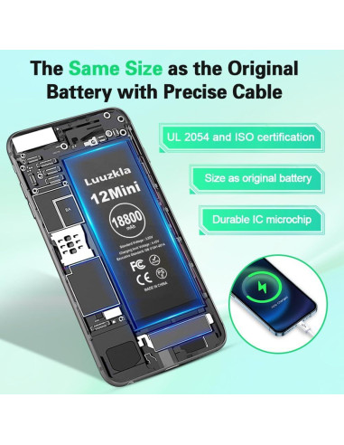Batería 18800mAh Luuzkla Compatible con iPhone 12 Mini