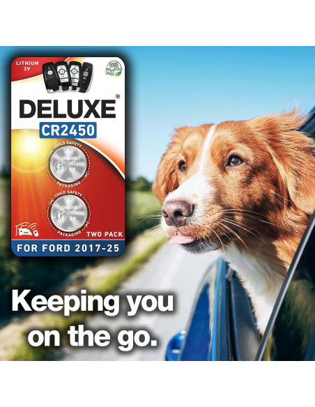 Baterías de Reemplazo Deluxe CR2450 para Llaveros Ford Lincoln (2 Pk)