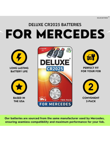 Baterías CR2025 para Llaveros Mercedes-Benz Deluxe - Paquete de 2