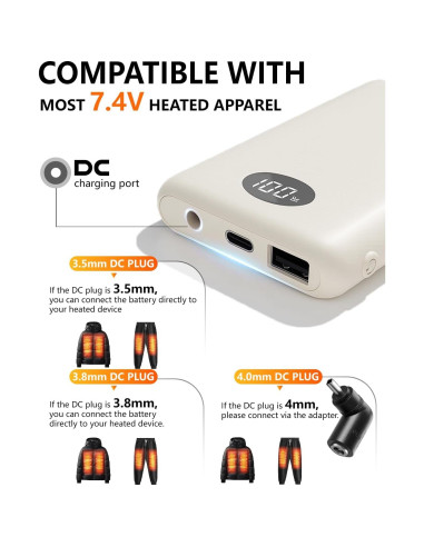 Batería Calentada ColdBye 10000mAh 7.4V con Pantalla LED