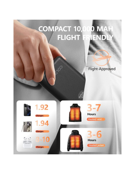 Batería Calentada ColdBye 10000mAh 7.4V con Pantalla LED