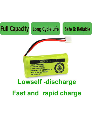 Batería Recargable Kruta BT18433 2.4V 800mAh Ni-MH Paquete 4