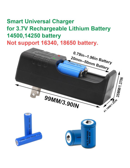 Cargador y 4 Baterías Recargables ICR14250 300mAh 3.7V