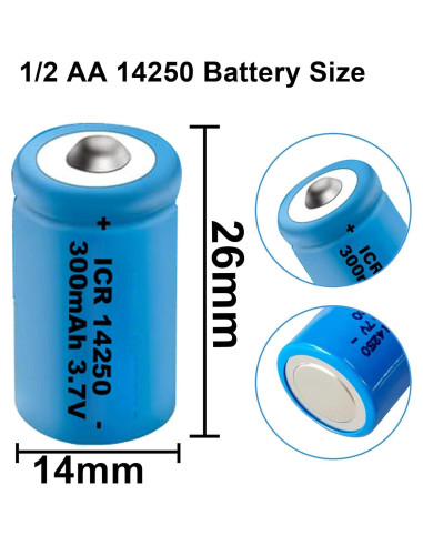 Cargador y 4 Baterías Recargables ICR14250 300mAh 3.7V
