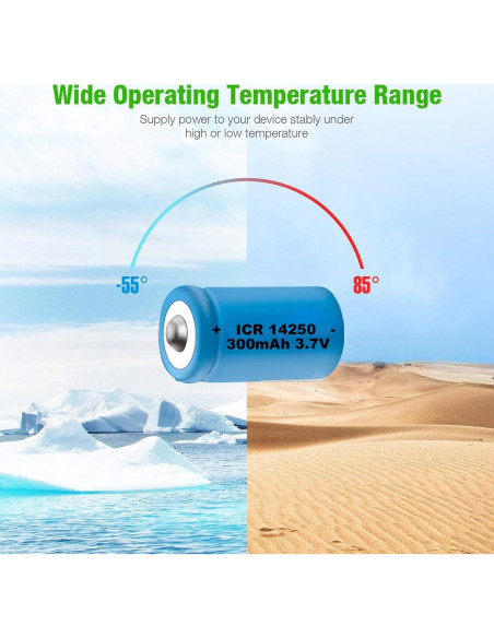 Cargador y 4 Baterías Recargables ICR14250 300mAh 3.7V