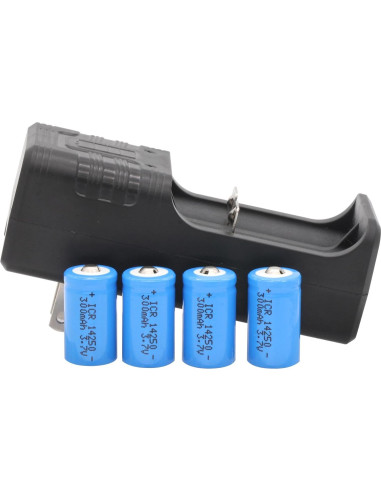 Cargador y 4 Baterías Recargables ICR14250 300mAh 3.7V
