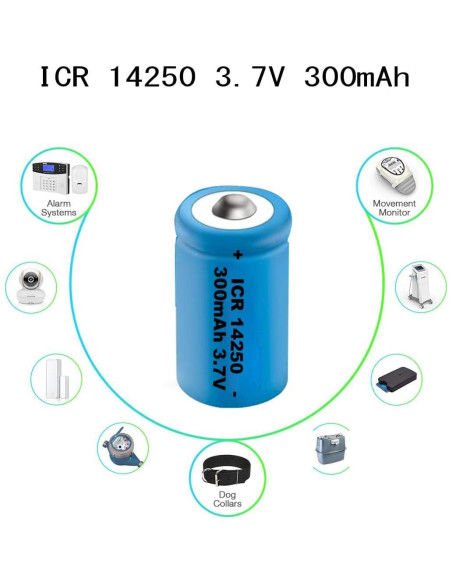 Cargador y 4 Baterías Recargables ICR14250 300mAh 3.7V