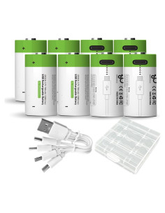 8 Baterías Recargables CR123A LANKOO 3.7V 700mAh USB Tipo-C