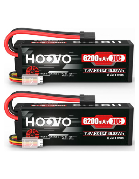 Batería Lipo HOOVO 7.4V 6200mAh 70C 2S para RC